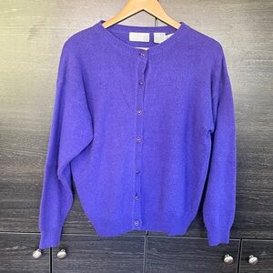Vintage Cleo Angora Lambswool Blend Rich Purple Cardigan Large